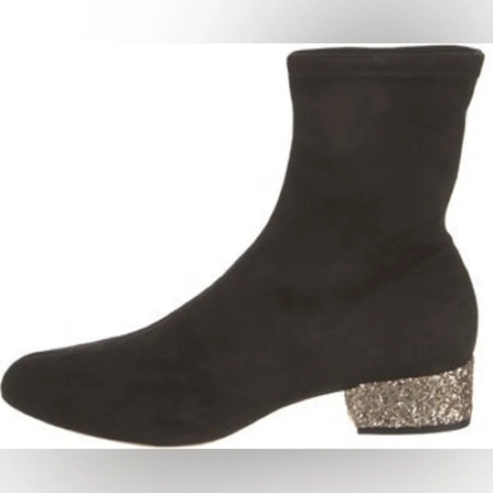 Jimmy Choo Black Suede Ankle Boots with Glitter Heel 38.5 EUC - Picture 12 of 12